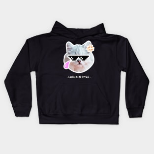 Cat laughs in swag Kids Hoodie